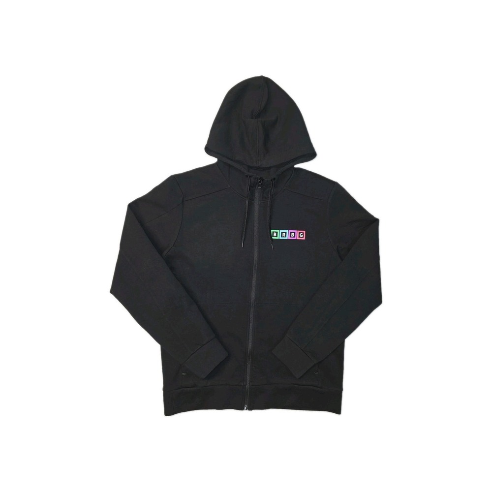 GapFit Fleece Performance Mens Black Full Zip Hoodie Sweatshirt BRBG Logo Size M
